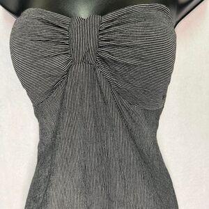 NWT Guess Strapless Pinstripe Bow Tube Mini Dress Black Gray Size S Y2K Parisian